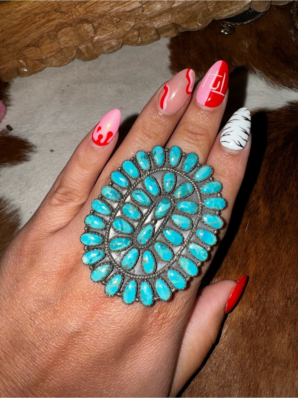 Turquoise Cluster Statement Ring, statement